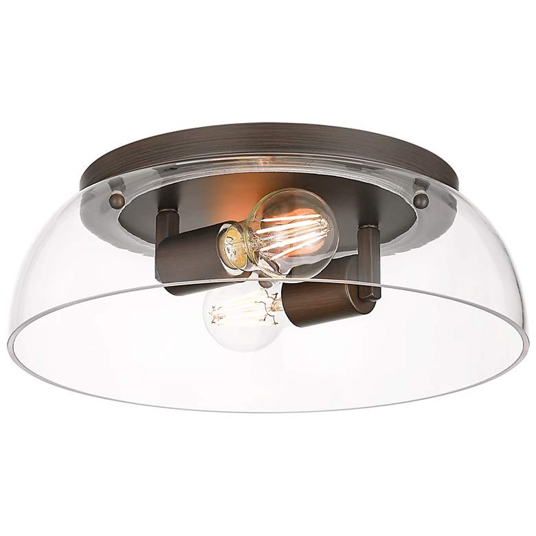 Image 4 Duncan 14" Flush Mount in Rubbed Bronze with Clear Glass more views