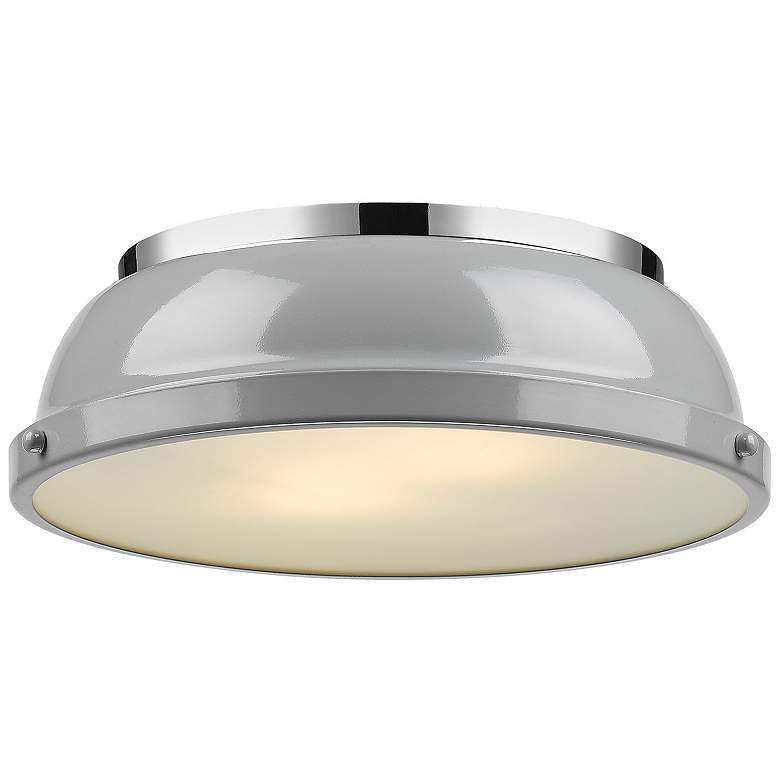 Image 1 Duncan 14 inch Chrome 2-Light Flush Mount with Gray Shade