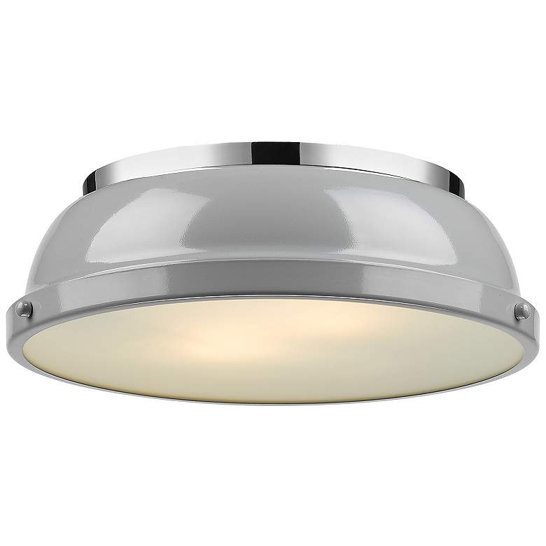 Image 1 Duncan 14" Chrome 2-Light Flush Mount with Gray Shade