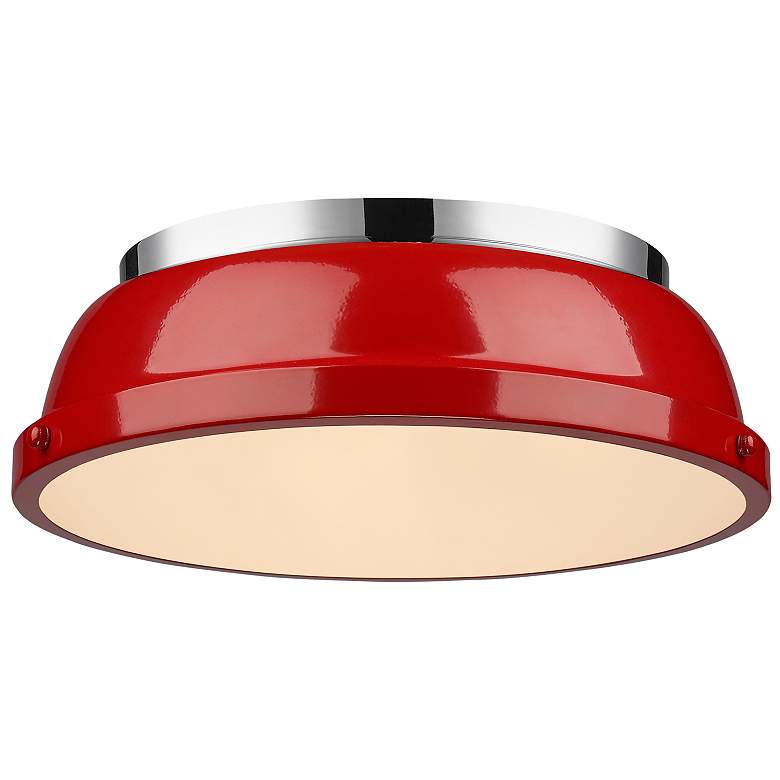 Image 1 Duncan 14 inch Chrome 2-Light Flush Mount with Red Shade