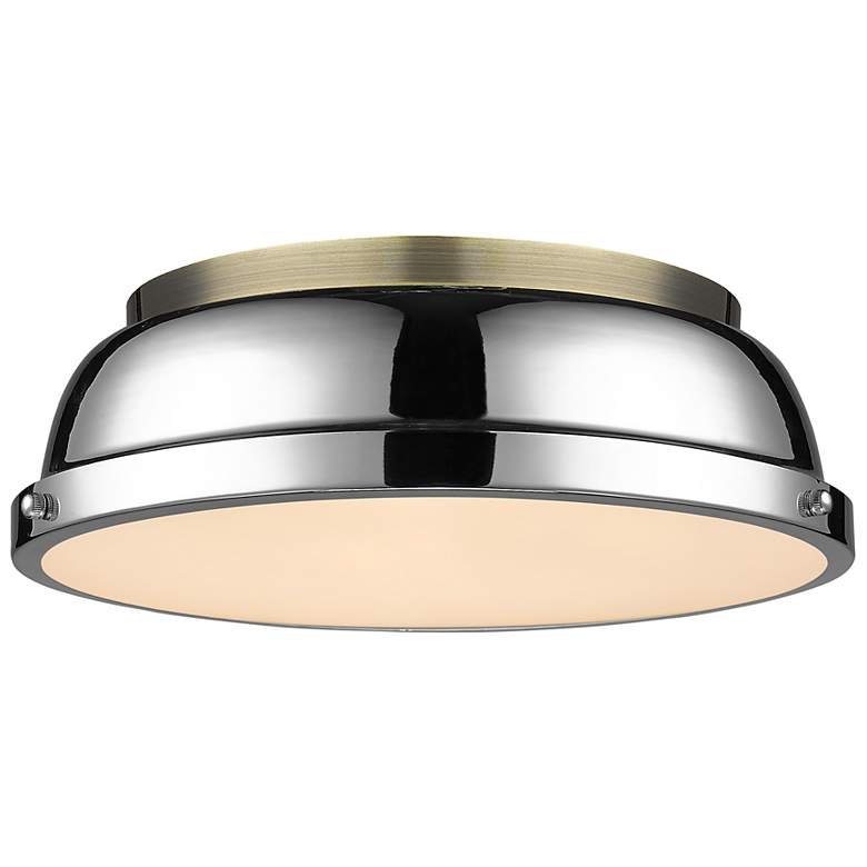 Image 1 Duncan 14" Flush Mount in Aged Brass with Chrome