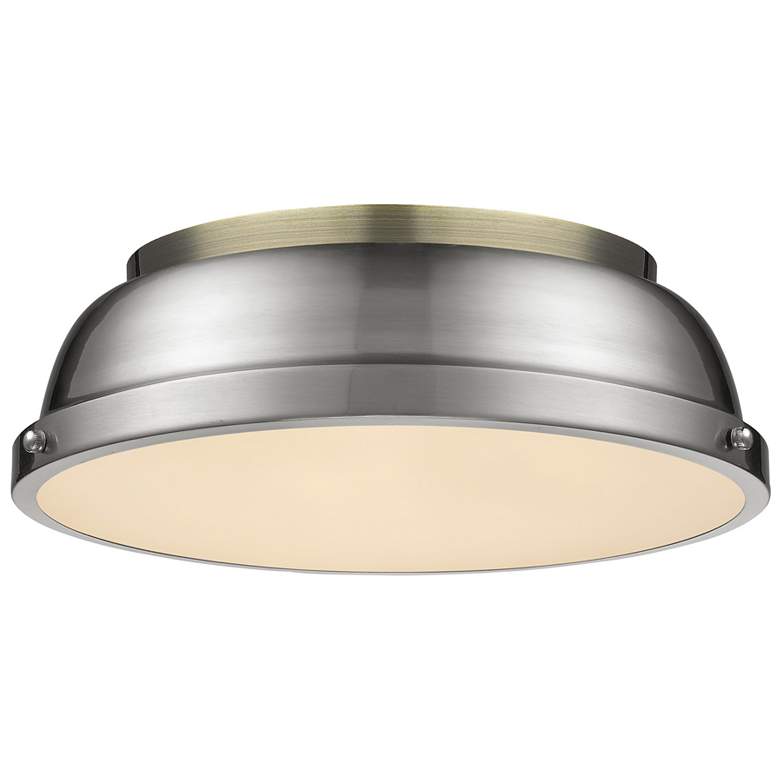 Image 1 Duncan 14" Flush Mount in Aged Brass with Pewter