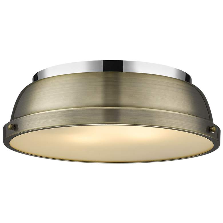 Image 1 Duncan 14" Flush Mount in Chrome with Aged Brass