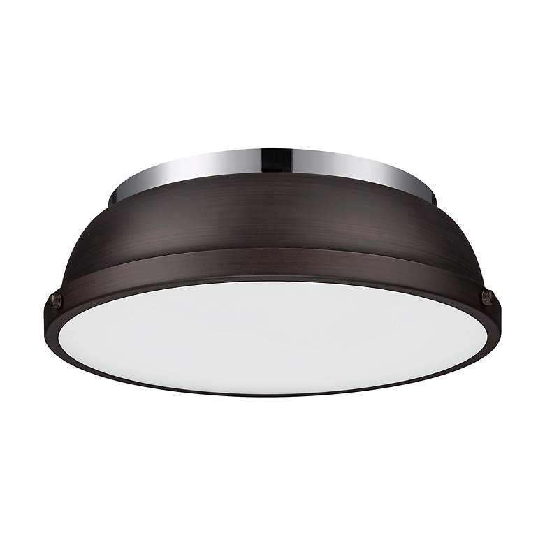 Image 2 Duncan 14" Flush Mount in Chrome with Rubbed Bronze more views