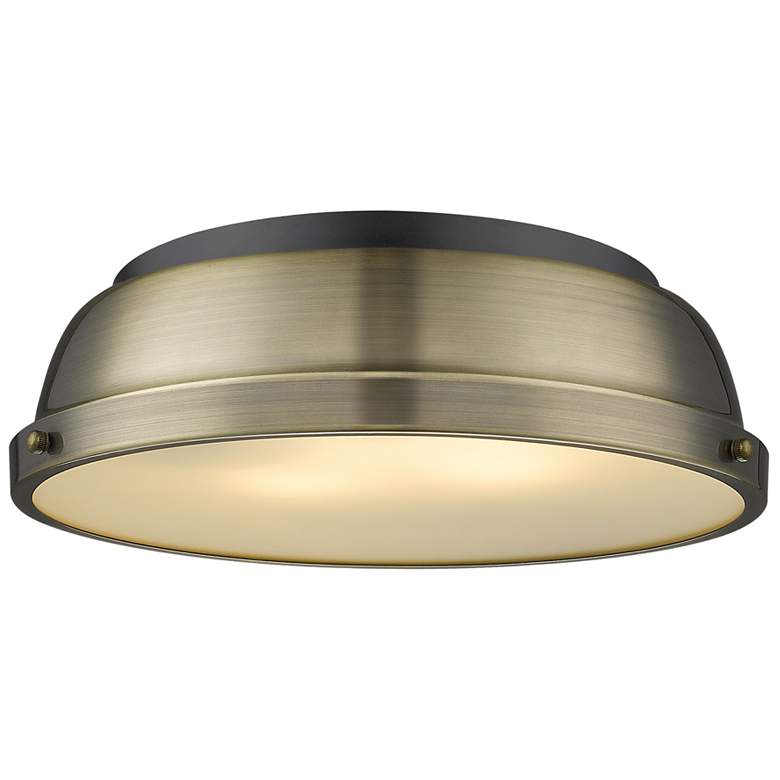 Image 1 Duncan 14" Flush Mount in Matte Black with Aged Brass