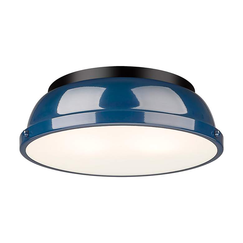 Image 2 Duncan 14" Flush Mount in Matte Black with Matte Navy more views