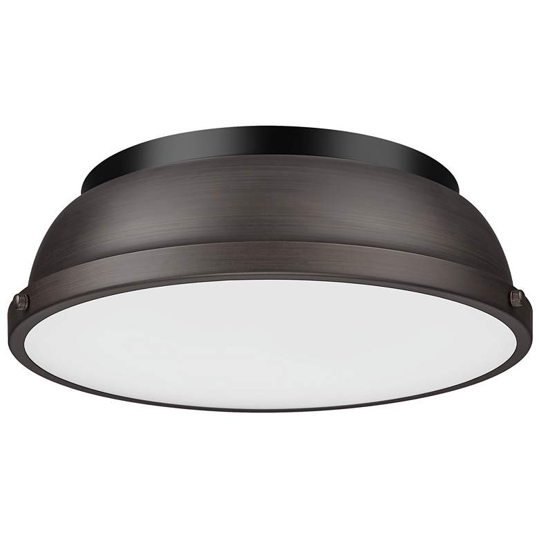 Image 1 Duncan 14" Flush Mount in Matte Black with Rubbed Bronze