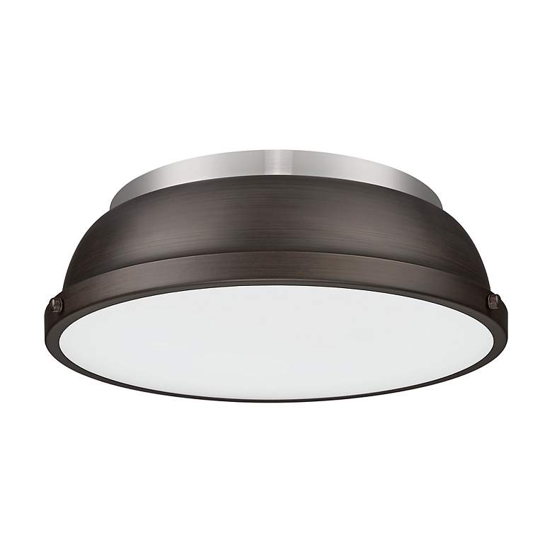 Image 2 Duncan 14" Flush Mount in Pewter with Rubbed Bronze more views
