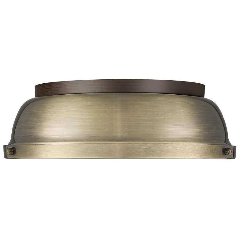Image 1 Duncan 14" Flush Mount in Rubbed Bronze with Aged Brass
