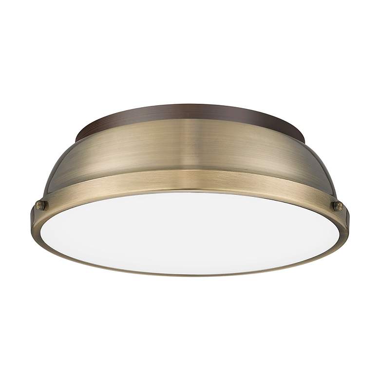 Image 2 Duncan 14" Flush Mount in Rubbed Bronze with Aged Brass more views