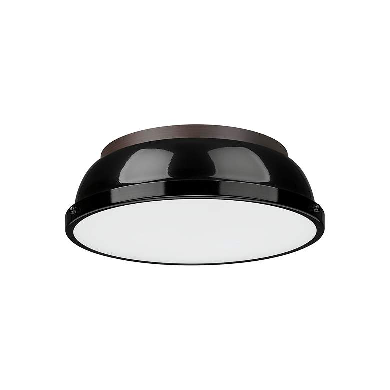Image 2 Duncan 14" Flush Mount in Rubbed Bronze with Black more views