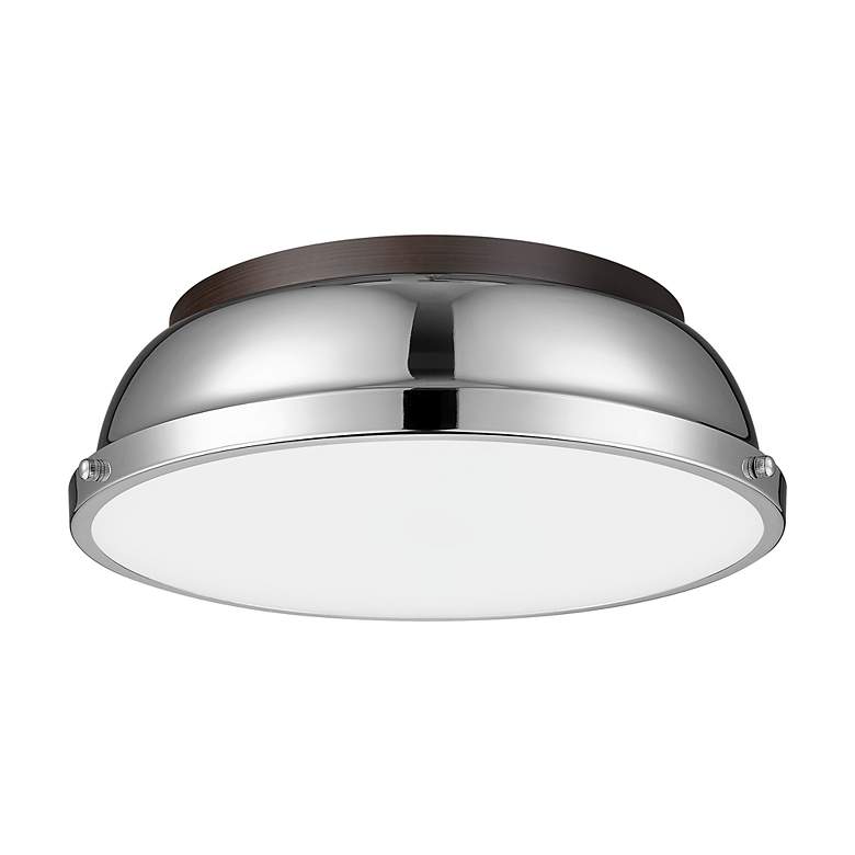Image 2 Duncan 14" Flush Mount in Rubbed Bronze with Chrome more views