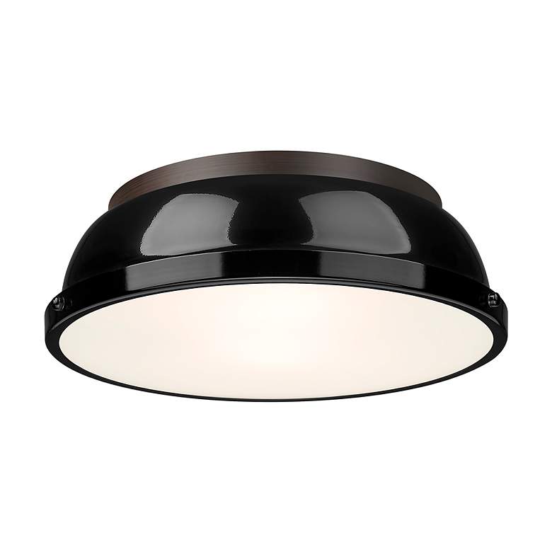 Image 2 Duncan 14" Flush Mount in Rubbed Bronze with Matte Black more views