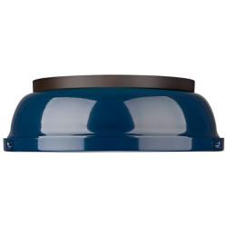 Duncan 14" Flush Mount in Rubbed Bronze with Matte Navy