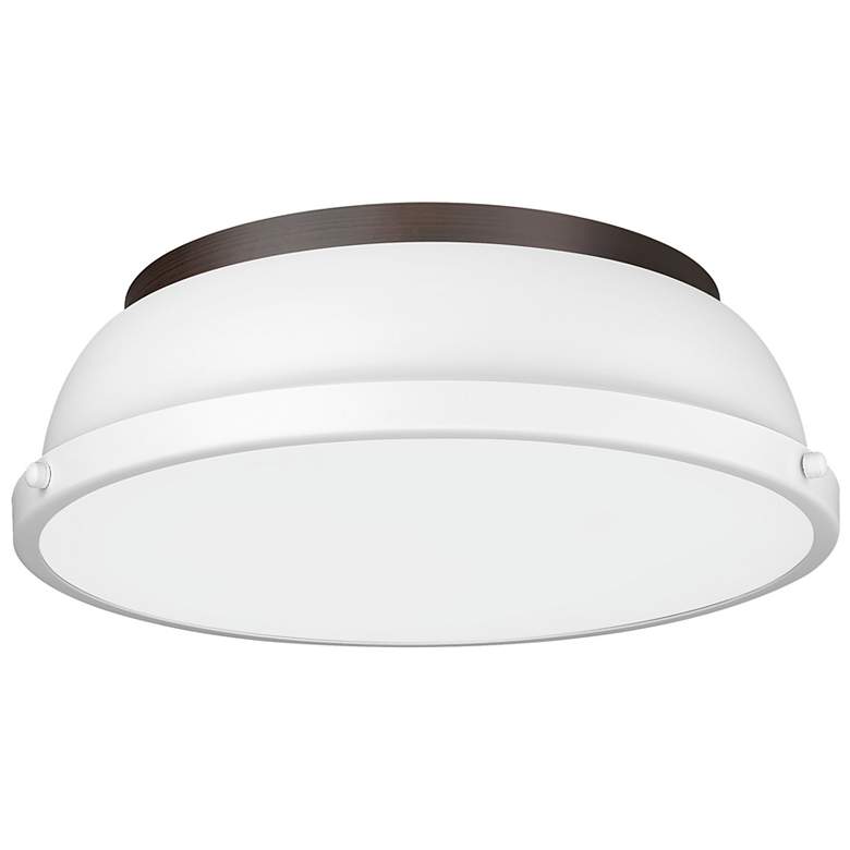 Image 2 Duncan 14" Flush Mount in Rubbed Bronze with Matte White more views