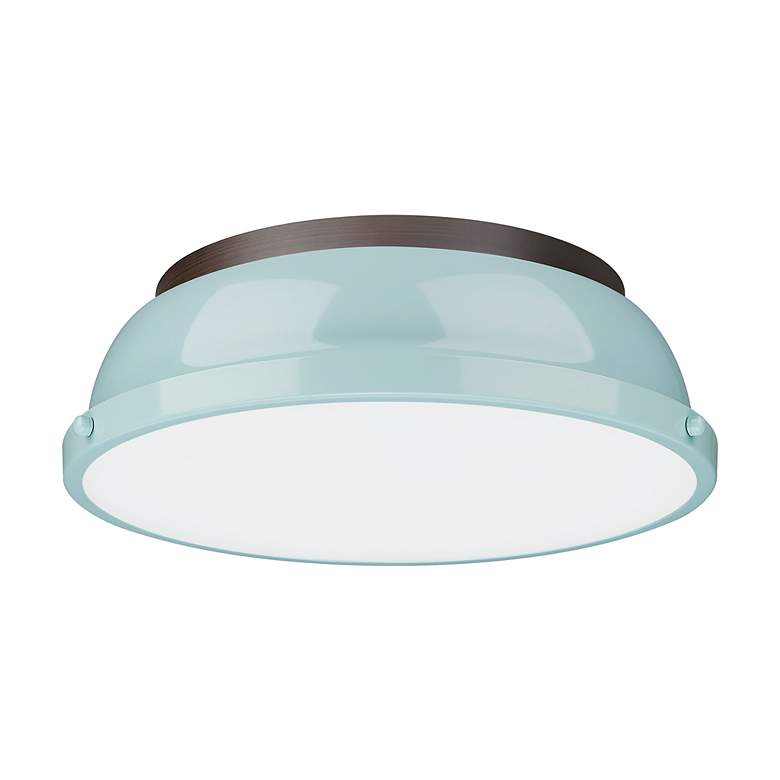 Image 2 Duncan 14" Flush Mount in Rubbed Bronze with Seafoam more views