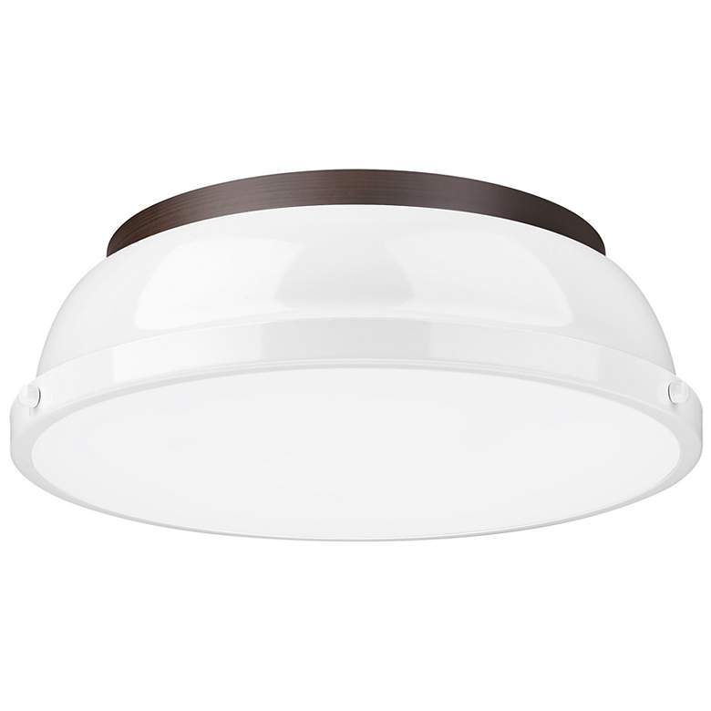 Image 2 Duncan 14" Flush Mount in Rubbed Bronze with White more views