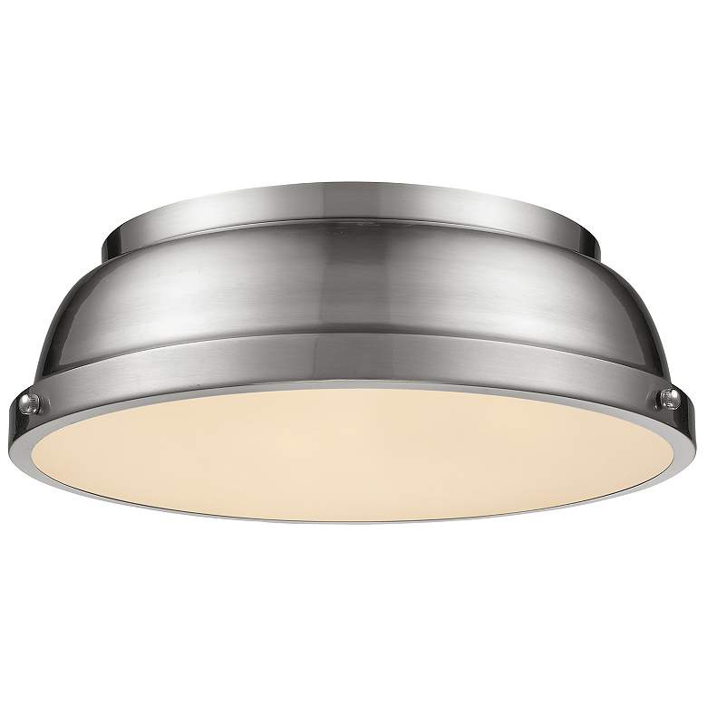 Image 1 Duncan 14 inch Pewter 2-Light Flush Mount with Pewter Shade
