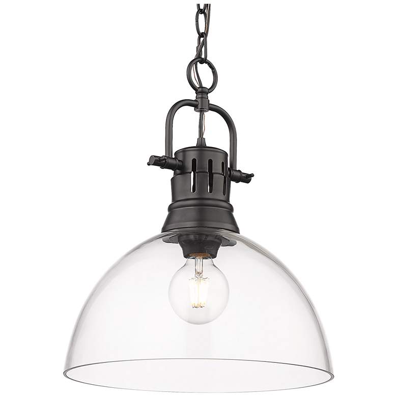 Image 1 Duncan 14 inch Wide 1-Light Matte Black Pendant with Clear Glass