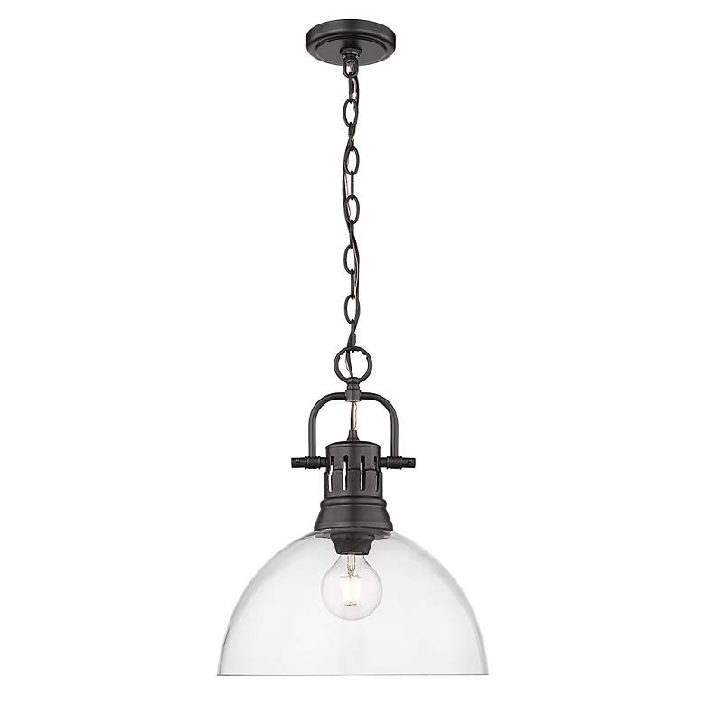 Image 3 Duncan 14" Wide 1-Light Matte Black Pendant with Clear Glass more views