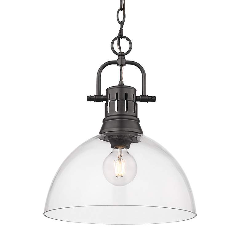 Image 4 Duncan 14" Wide 1-Light Matte Black Pendant with Clear Glass more views