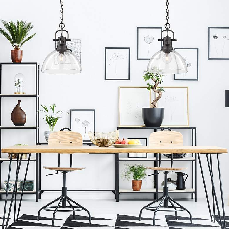 Image 5 Duncan 14" Wide 1-Light Matte Black Pendant with Clear Glass more views