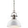 Duncan 14" Wide 1-Light Pendant with Chain in Aged Brass with White