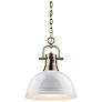 Duncan 14" Wide 1-Light Pendant with Chain in Aged Brass with White
