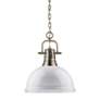 Thumbnail2 of Duncan 14" Wide 1-Light Pendant with Chain in Aged Brass with White more views