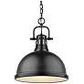 Duncan 14" Wide 1-Light Pendant with Chain in Matte Black