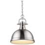 Duncan 14" Wide 1-Light Pendant with Chain in Pewter