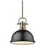 Duncan 14" Wide 1-Light Pendant with Rods in Aged Brass with Matte Bla