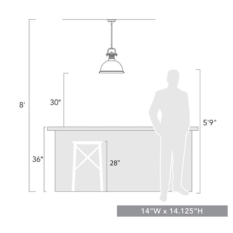 Image 3 Duncan 14" Wide 1-Light Pendant with Rods in Aged Brass with Matte Bla more views