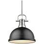 Duncan 14" Wide 1-Light Pendant with Rods in Pewter with Matte Black