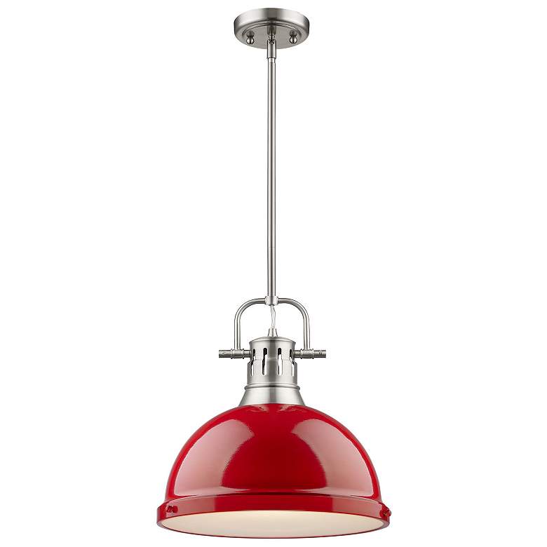 Image 1 Duncan 14 inch Wide 1-Light Pendant with Rods in Pewter with Red