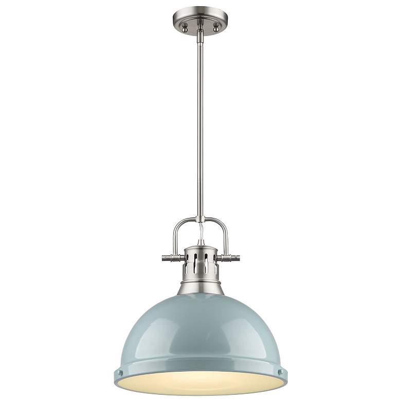 Image 2 Duncan 14" Wide 1-Light Pendant with Rods in Pewter with Seafoam more views