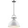 Duncan 14" Wide 1-Light Pendant with Rods in Pewter with White