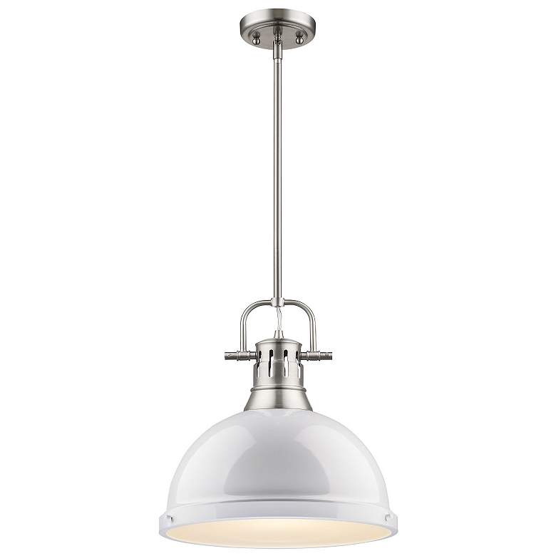 Image 1 Duncan 14 inch Wide 1-Light Pendant with Rods in Pewter with White