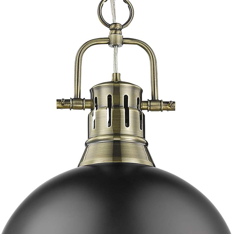 Image 2 Duncan 14 inch Wide Aged Brass 1-Light Pendant With Matte Black Shade more views