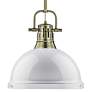 Duncan 14" Wide Aged Brass 1-Light Pendant With White Shade