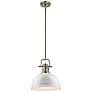Duncan 14" Wide Aged Brass 1-Light Pendant With White Shade