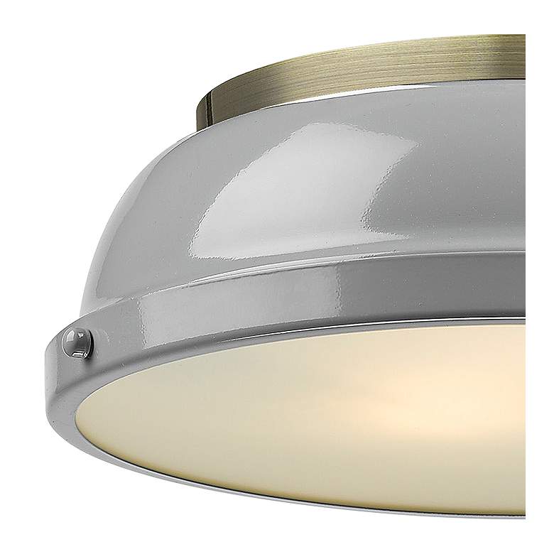 Image 2 Duncan 14" Wide Aged Brass 2-Light Flush Mount With Gray Shade more views