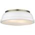 Duncan 14" Wide Aged Brass 2-Light Flush Mount With Matte White Shade