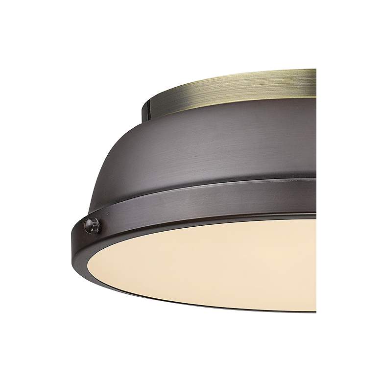 Image 2 Duncan 14" Wide Aged Brass 2-Light Flush Mount With Rubbed Bronze Shad more views