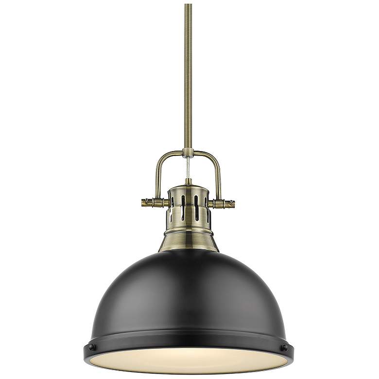 Image 1 Duncan 14" Wide Aged Brass and Black Dome Pendant Light
