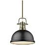 1_Duncan 14" Wide Aged Brass and Black Dome Pendant Light