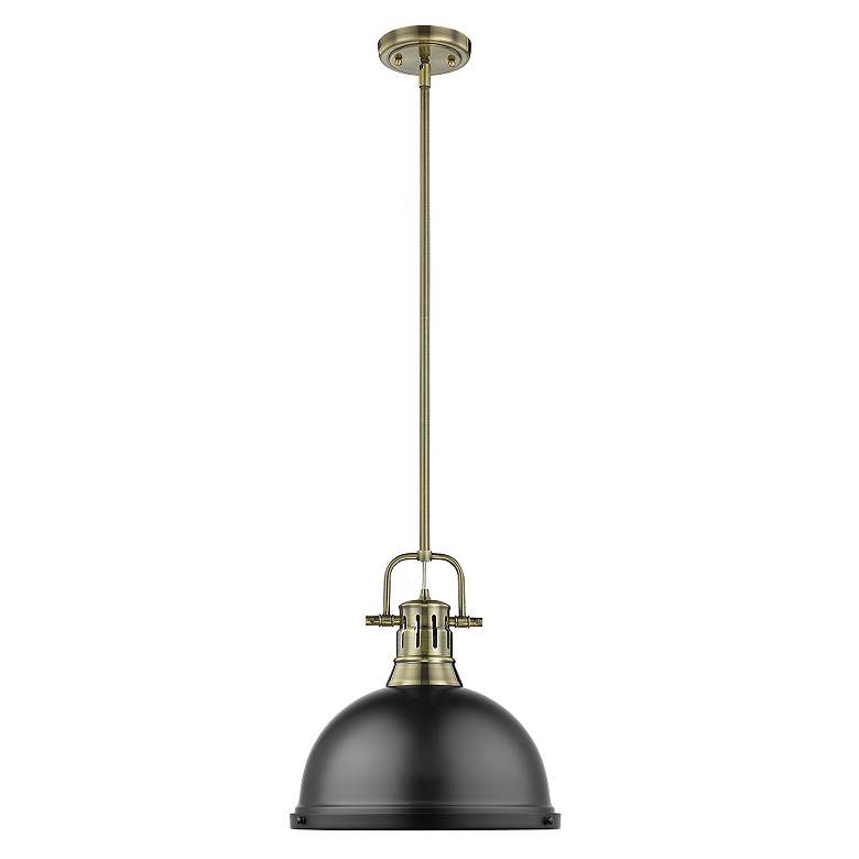 Image 2 Duncan 14" Wide Aged Brass and Black Dome Pendant Light more views