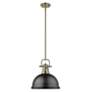 2_Duncan 14" Wide Aged Brass and Black Dome Pendant Light more views