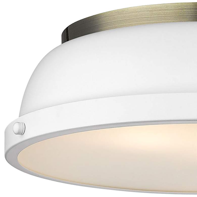 Image 2 Duncan 14" Wide Aged Brass Ceiling Light with White Shade more views