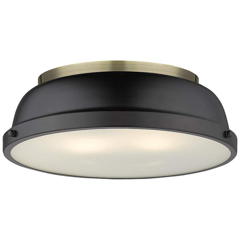 Image 3 Duncan 14 inch Wide Aged Brass Matte Black Ceiling Light